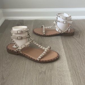 Beige Silver Studded Steve Madden Sandals
